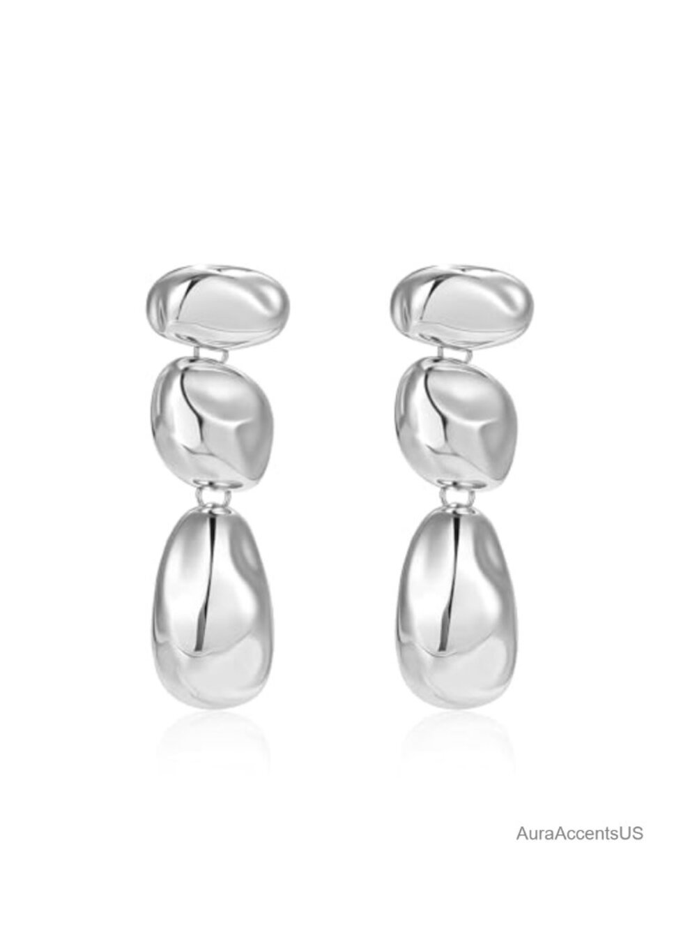 Two Tone Statement Dangle Earrings Stainless Steel Waterproof Non Tarnish